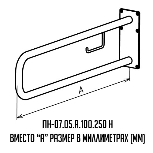 Поручень для инвалидов настенный с бумагодержателем ПН-07.05.840.100.250.Н