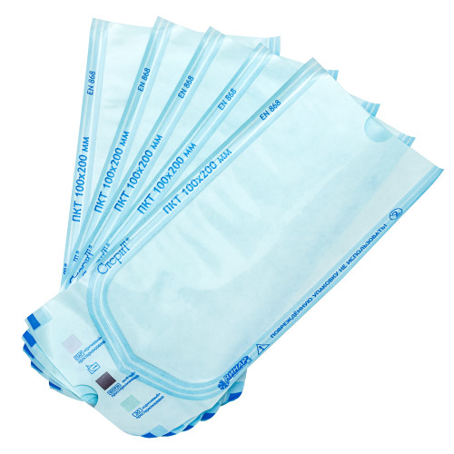 Материал упаковочный для стерилизации изделий медицинского назначения. Пакеты комбинированные плоские «СтериТ®», 250х360мм, 100