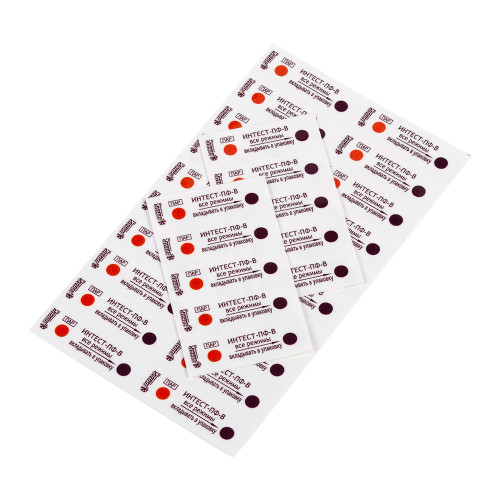 Индикаторы химические многорежимные одноразовые паровой стерилизации ИНТЕСТ-ПФ-В, 500