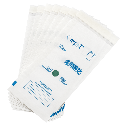 Материал упаковочный для стерилизации: Пакеты бумажные самоклеящиеся «СтериТ®» ПС-ВЗ-1, 100х320мм, 100