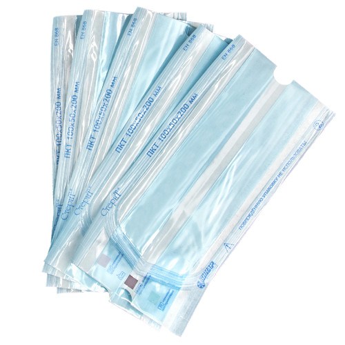 Материал упаковочный для стерилизации изделий медицинского назначения. Пакеты комбинированные со складками «СтериТ®», 100х55х300мм, 100