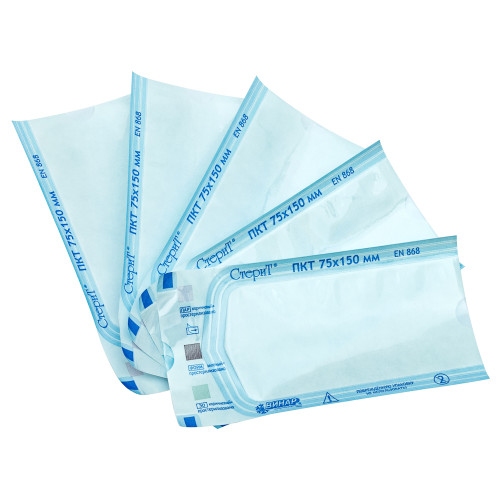 Материал упаковочный для стерилизации изделий медицинского назначения. Пакеты комбинированные плоские «СтериТ®», 50х250мм, 100