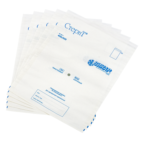 Материал упаковочный для стерилизации: Пакеты бумажные самоклеящиеся «СтериТ®» ПС-ВЗ-1, 400х500мм, 100