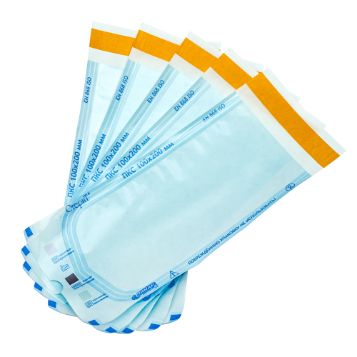 Материал упаковочный для стерилизации изделий медицинского назначения: пакеты комбинированные самоклеящиеся «СтериТ®» с индикаторами 1 класса, 90х260мм, 100
