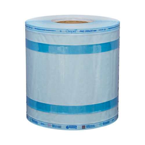 Материал упаковочный для стерилизации: Рулоны комбинированный со складками «СтериТ®» с индикаторами 1 класса РКС, 200ммх50ммх100м