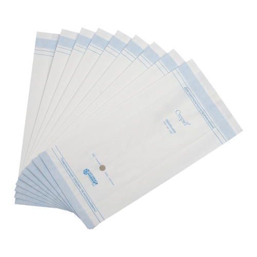 Материал упаковочный для стерилизации медицинских изделий: пакеты бумажные термосвариваемые «СтериТ®», 250х100х400мм, 100