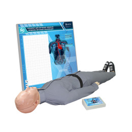 Тренажер-манекен взрослого пострадавшего для отработки приемов сердечно-легочной реанимации с контроллером, настенным табло и светозвуковой индикацией "Александр М-08".